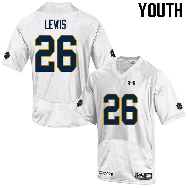 Youth NCAA Notre Dame Fighting Irish #26 Clarence Lewis Stitched College Under Armour Authentic White Football Jersey RU10R72LZ